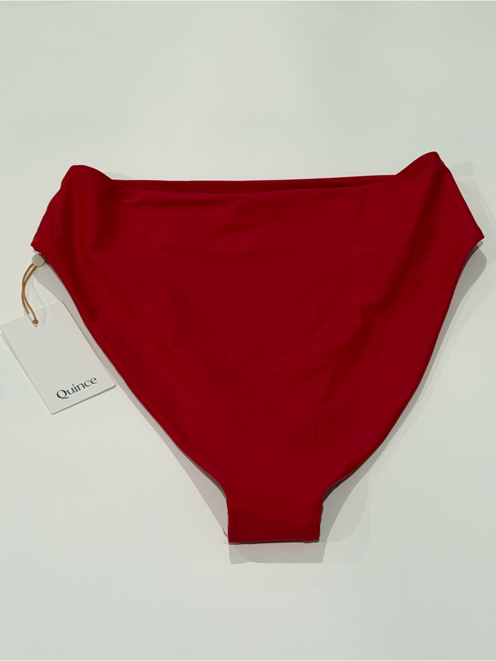 Quince NWT Italian High Rise High Leg Bikini Bottom Cherry Red Swim Bottom - Picture 4 of 5